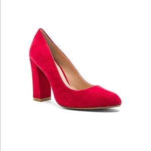 RAYE Gwen Heel Ruby Red Swede Shoes